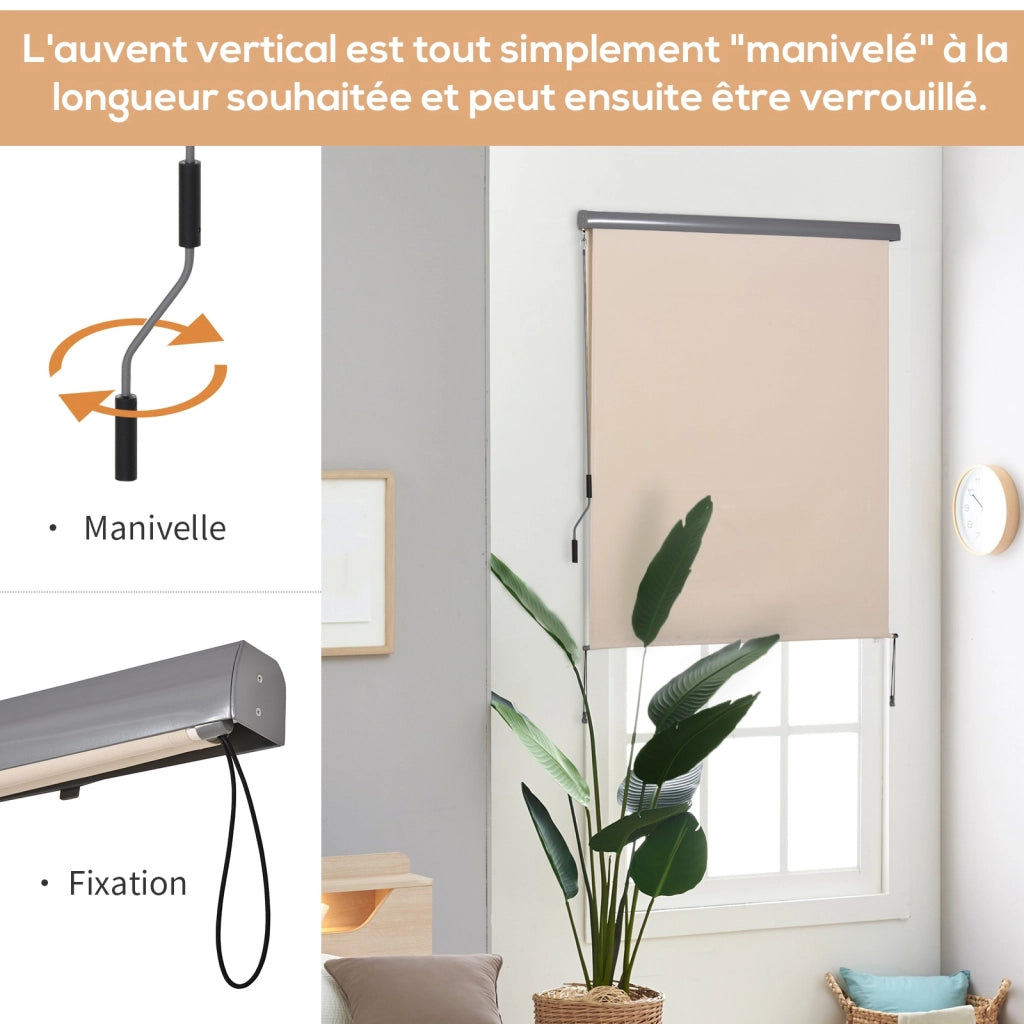 Telo da Esterno Avvolgibile 2.5x1.6m ¨C zephmum ¨C Alluminio, Poliestere, Crema