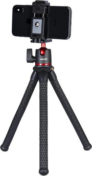 Stativo mini flessibile con supporto per smartphone - ideale per la fotografia - nero - plastica