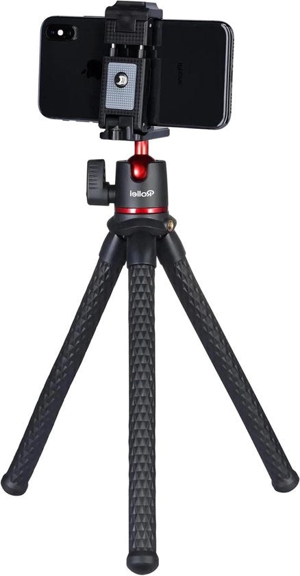 Stativo mini flessibile con supporto per smartphone - ideale per la fotografia - nero - plastica