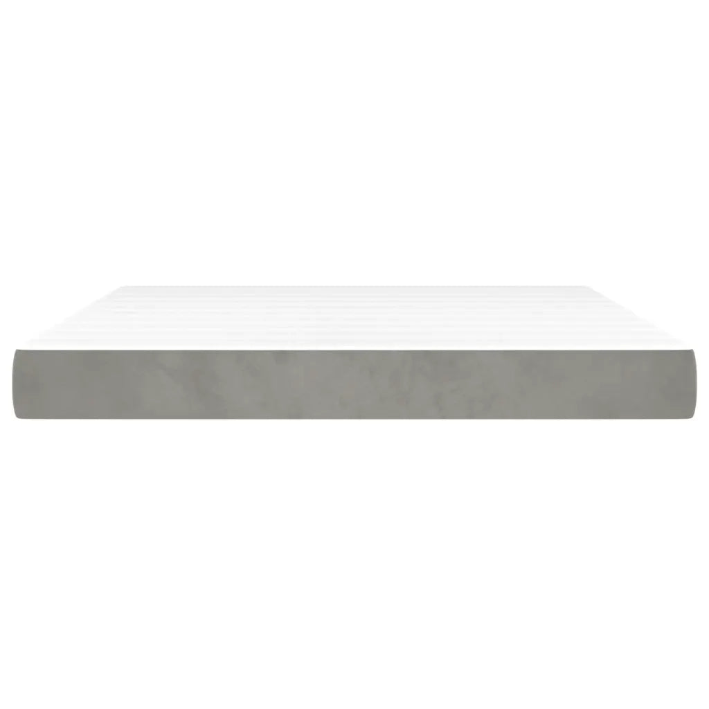 Materasso a Molle Grigio Chiaro 180x200x20 cm in Velluto