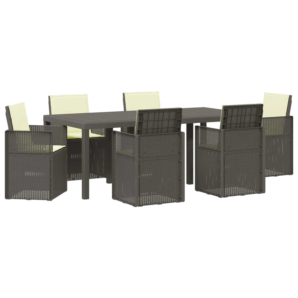 Set da Pranzo per Giardino 7 pcs Grigio chiaro e panna PP