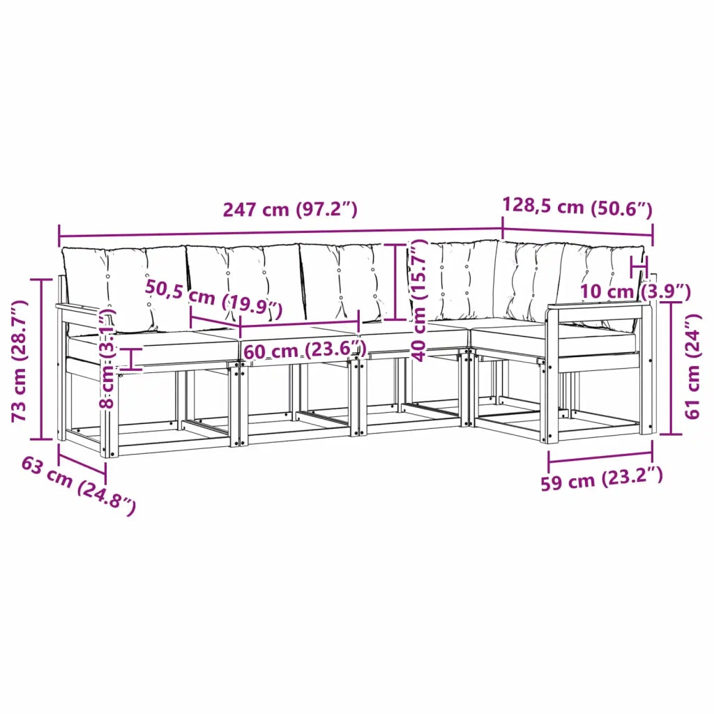 Set di divani da esterno con cuscino 5 pcs 3389471