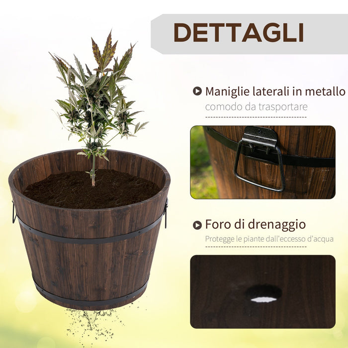 Set 3 Vasi da Giardino per Piante e Fiori in Legno Carbonizzato
