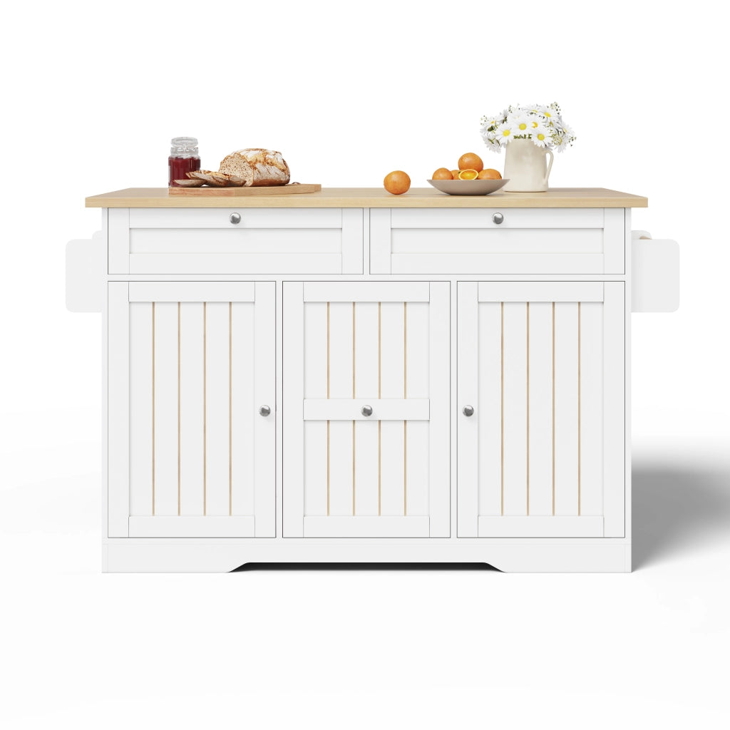 Isola cucina mobile con piano richiudibile, cassetti verticali e ruote bloccabili, 120 x 45(70) x 92 cm