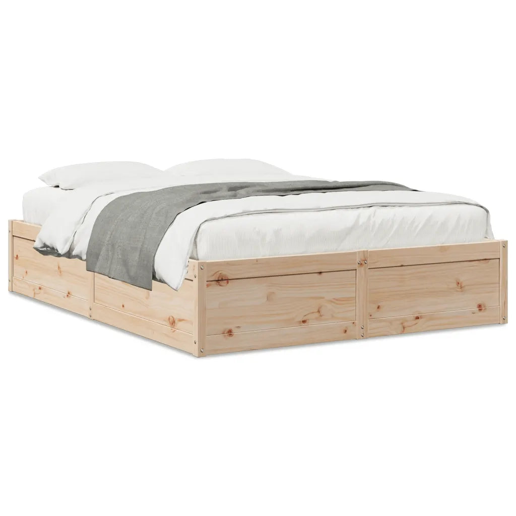 Letto senza Materasso-Struttura Letto 140x190 cm in Legno Massello di Pino 200992
