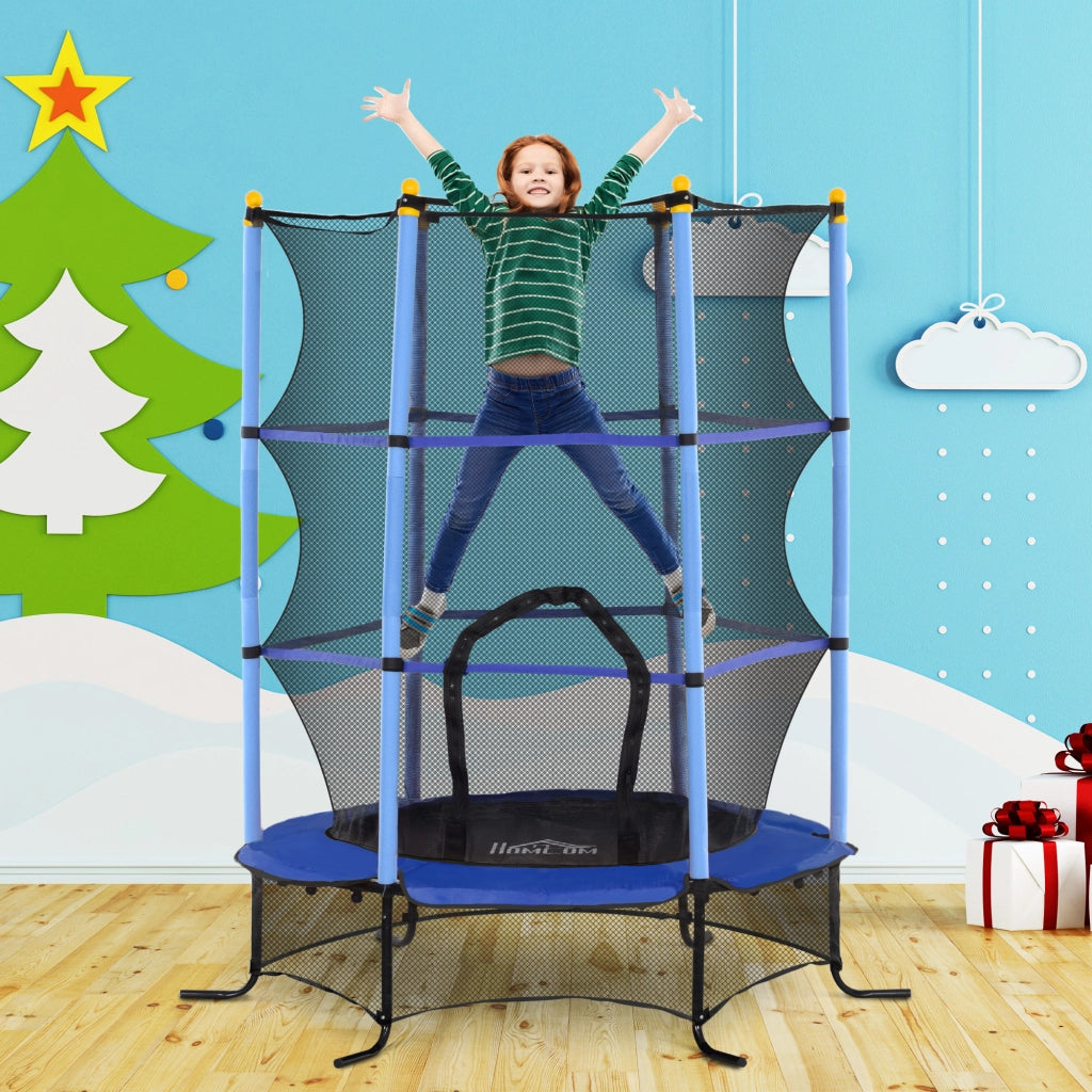 Trampolino da giardino ¨C zephmum ¨C Blu, ?160x190 cm, con rete di sicurezza