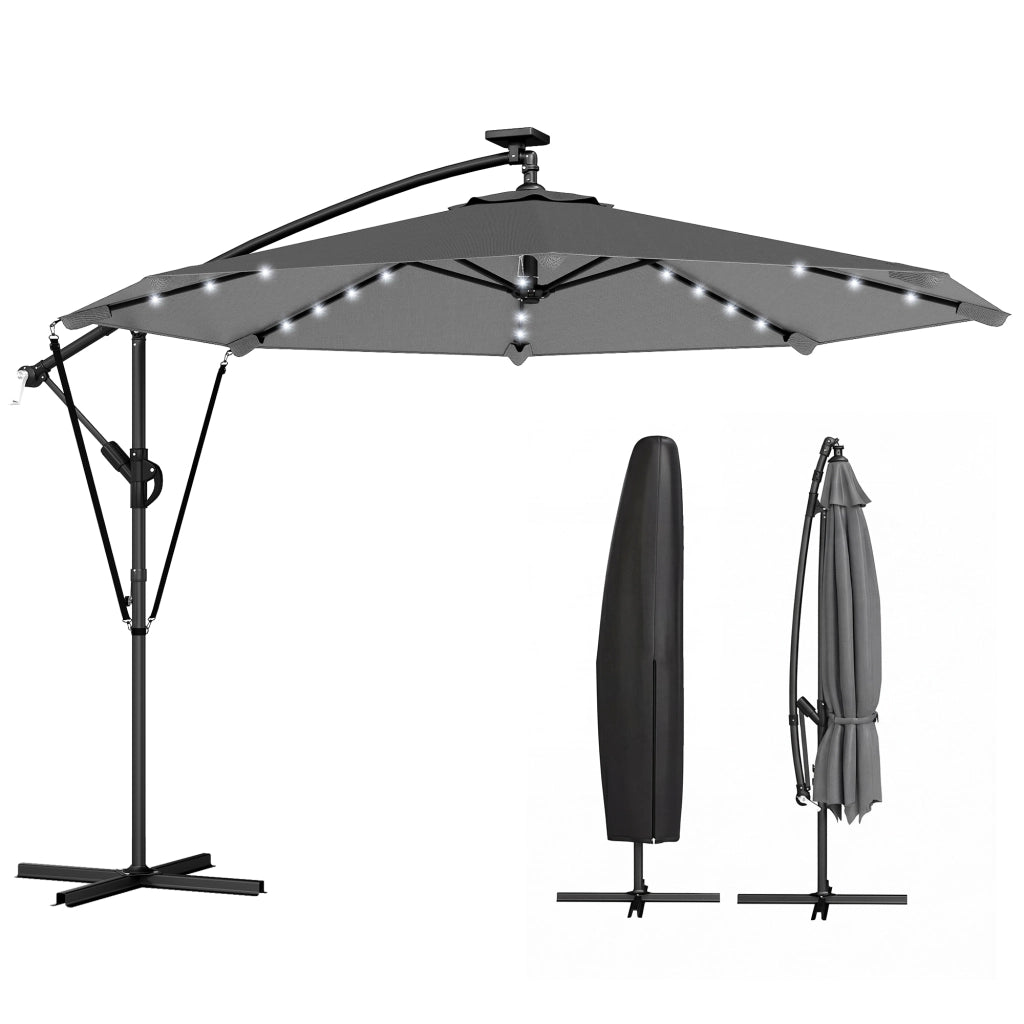 Parasole da Giardino con LED Solare ¨C zephmum ¨C Grigio ? 295cm