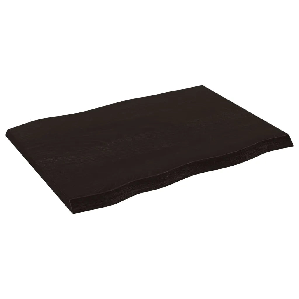 Piano Tavolo Marrone Scuro 80x60x(2-4)cm in Rovere Non Trattato 364011