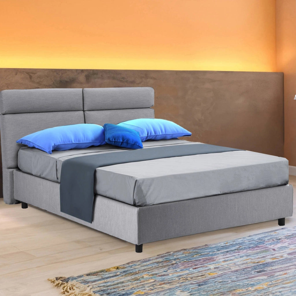 Letto Matrimoniale Asica, Letto Matrimoniale Materasso Incluso Made in Italy, Grigio