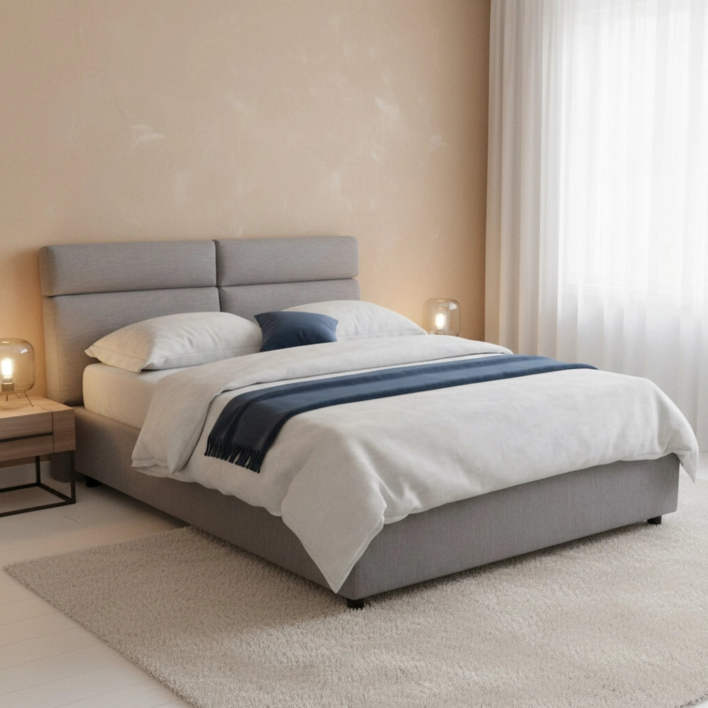 Letto Matrimoniale Asica, Letto Matrimoniale Materasso Incluso Made in Italy, Grigio