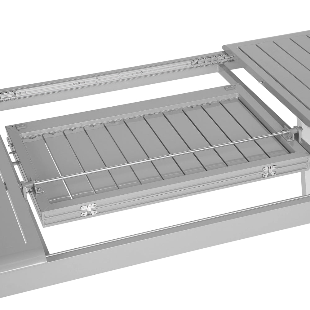 Tavolo da pranzo da giardino in alluminio grigio e bianco allungabile resistente agli agenti atmosferici