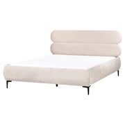Letto con rete in velluto beige chiaro 160 x 200 cm testata gambe in metallo nero camera da letto classica minimalista