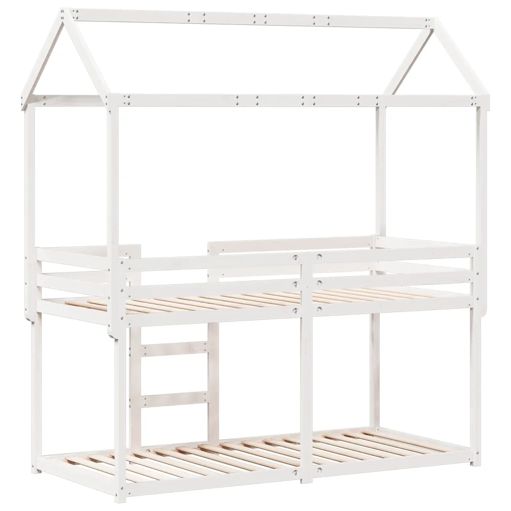 Letto a Castello con Tetto Bianco 90x200 cm in Legno di Pino 3282117