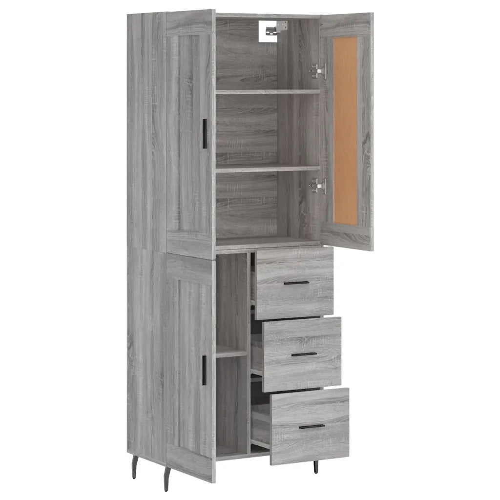 Credenza Grigio Sonoma 69,5x34x180 cm in Legno Multistrato 3200023