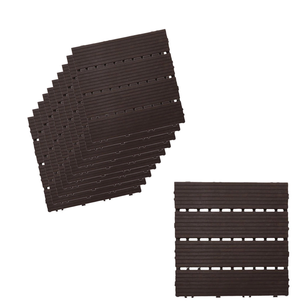 10 Pezzi Piastrelle Plastica Giardino 30x30x2cm Pavimento Esterno PVC Nero Caffè