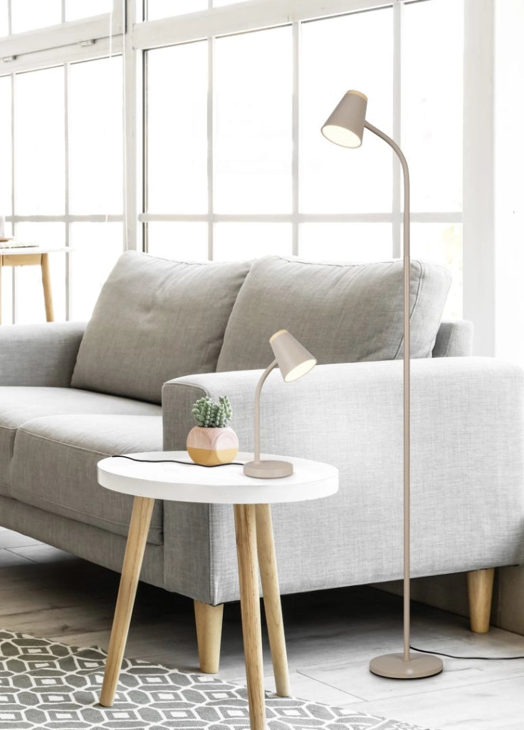 Piantana LED, plastica, beige, H 145 cm, Pongo
