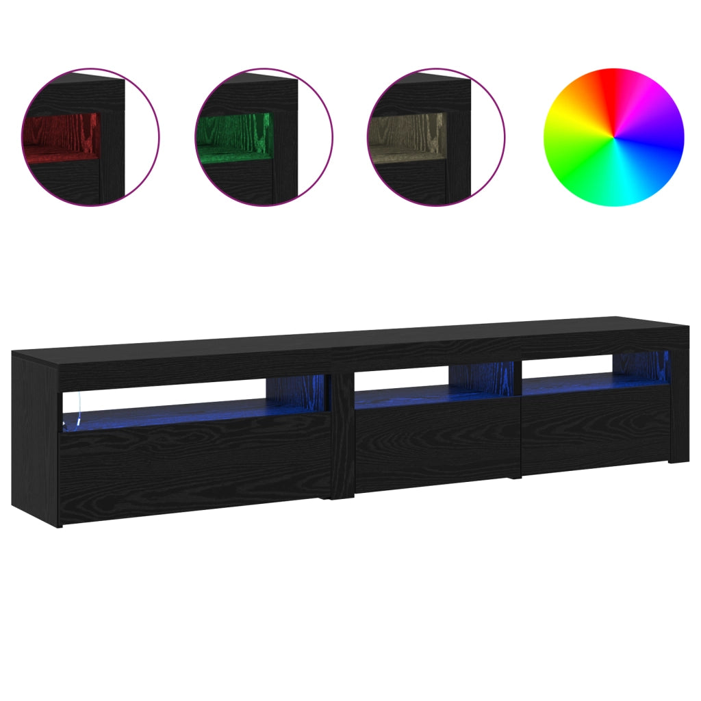 Mobiletti TV 2 pcs con luci LED in rovere nero e legno ingegnerizzato