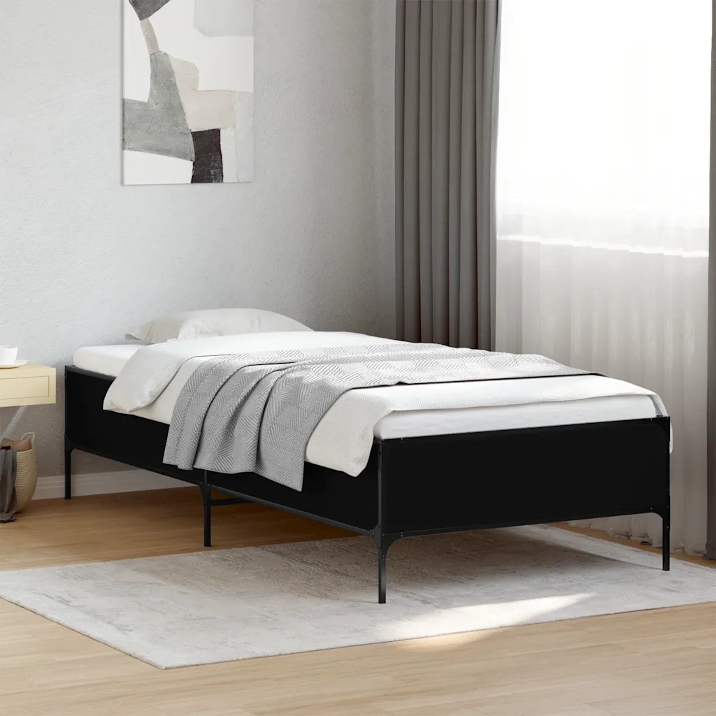 Giroletto-Struttura Letto Nero 90x200 cm in Legno Multistrato e Metallo 751159
