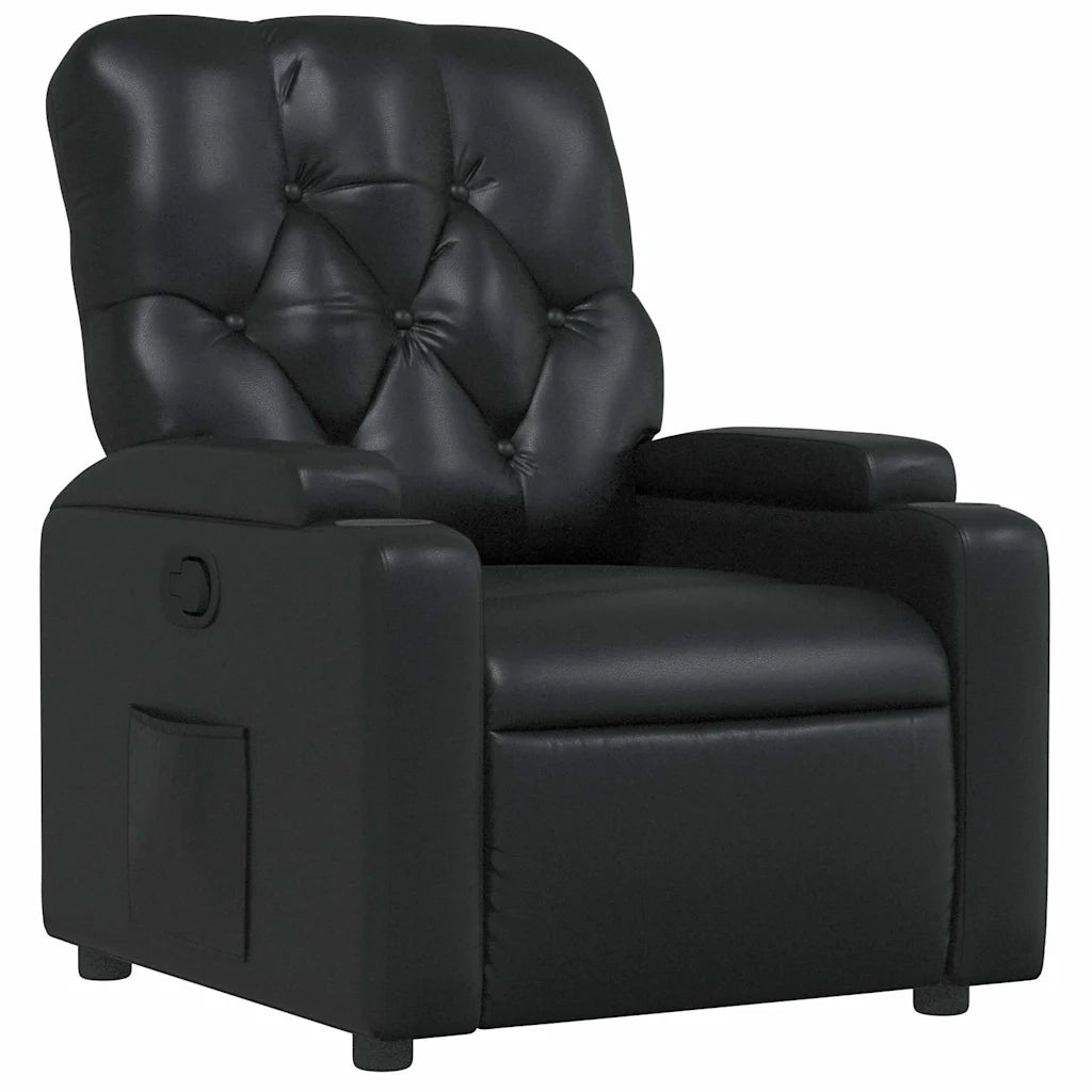 Divano Sedia-Poltrona Reclinabile Nera in Similpelle 329668