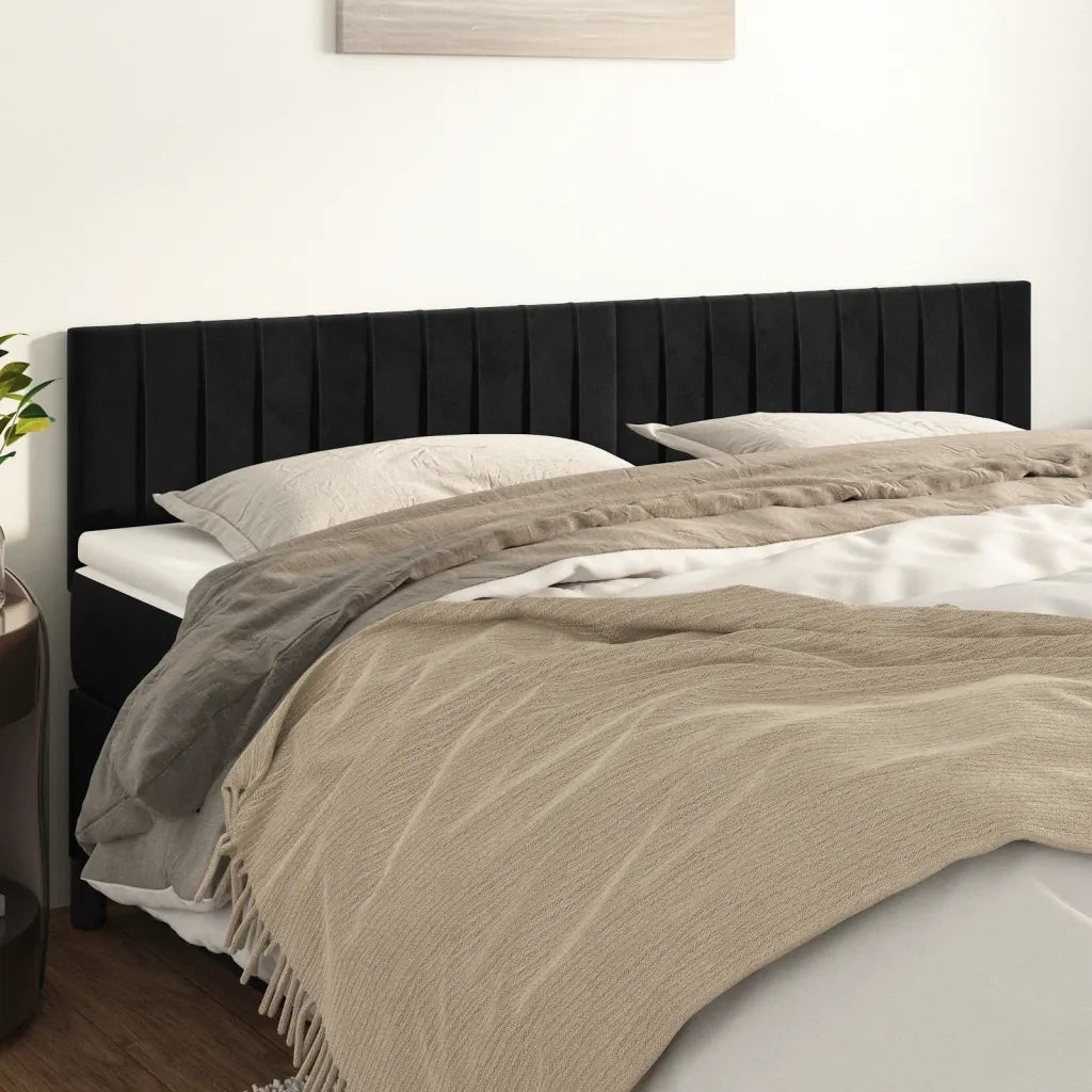 Testiera | Testata Nera 200x5x78/88 cm in Velluto