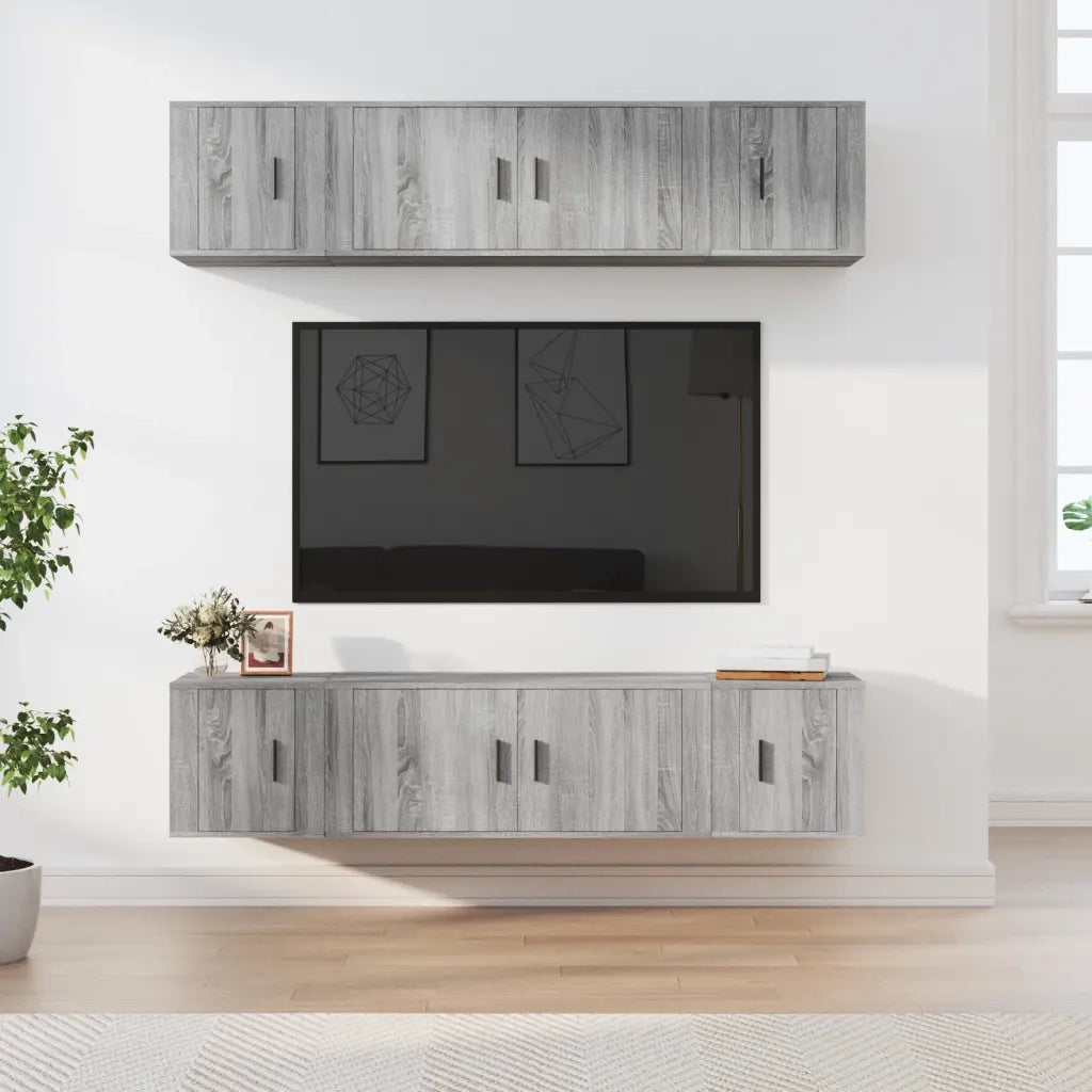 Set di Mobili Porta TV 6 pz-Credenza per TV Grigio Sonoma in Legno Multistrato 337838