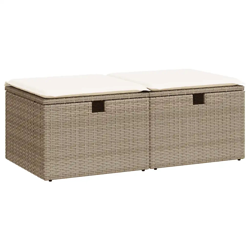 Set Divano da Giardino 2 pz con Cuscini Beige Polyrattan Acacia