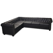 Divano angolare Chesterfield 6 posti similpelle nera 02_0020847