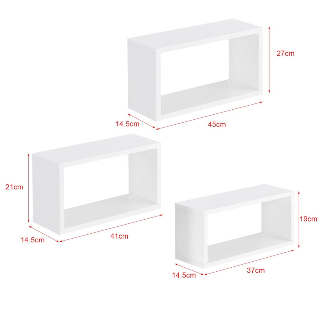 Set di 3 Mensole Rettangolari Mandal da Parete - Bianco [en.casa]