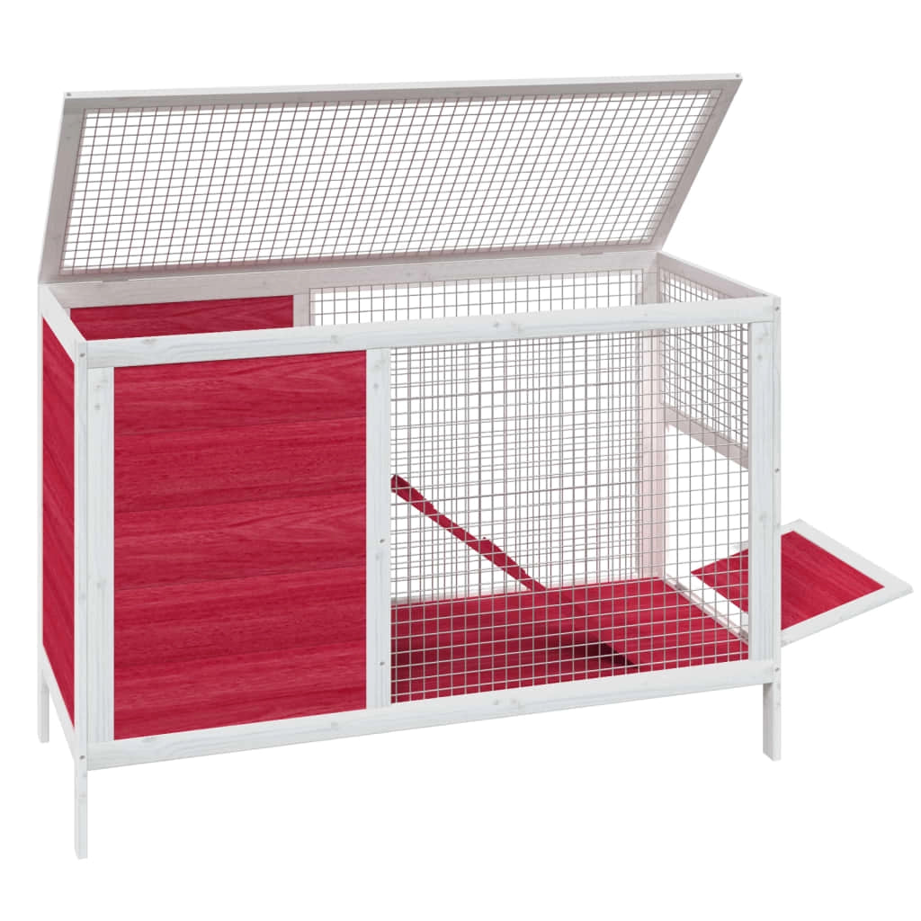 Conigliera rossa 103 x 44 x 69,5 cm in legno massello di pino Rosso 02_0041958