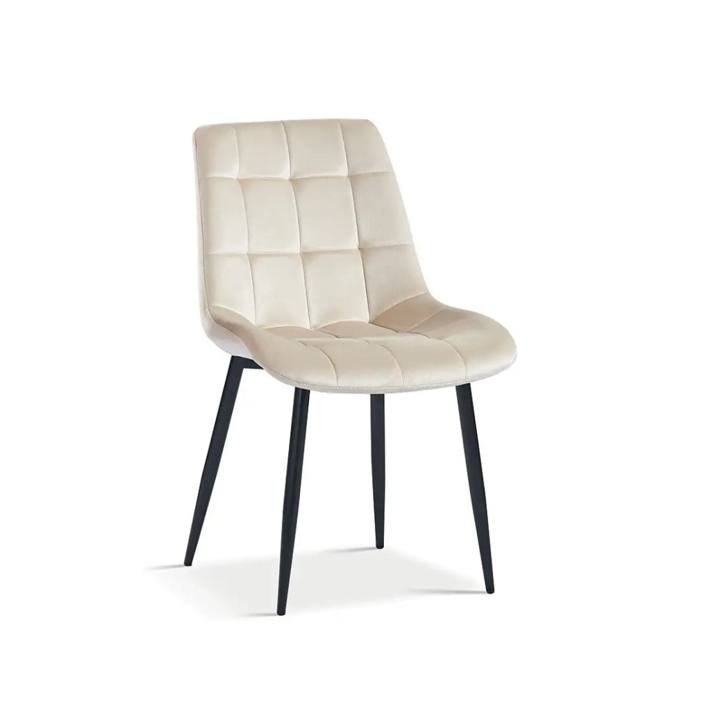 Sedia design KALI – Velluto beige e gambe in metallo