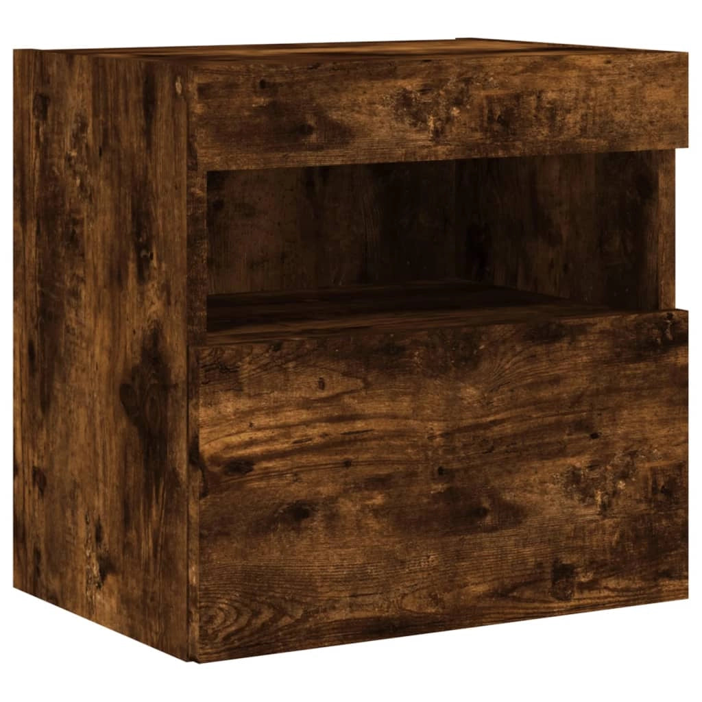 Mobile TV a Parete con Luci LED Rovere Fumo 40x30x40 cmcod mxl 134128