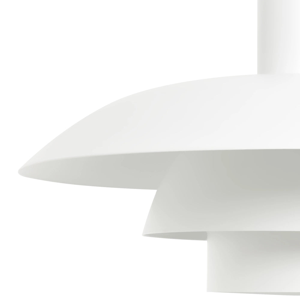 Lampada a sospensione in metallo bianco con design a gradini in stile metà secolo
