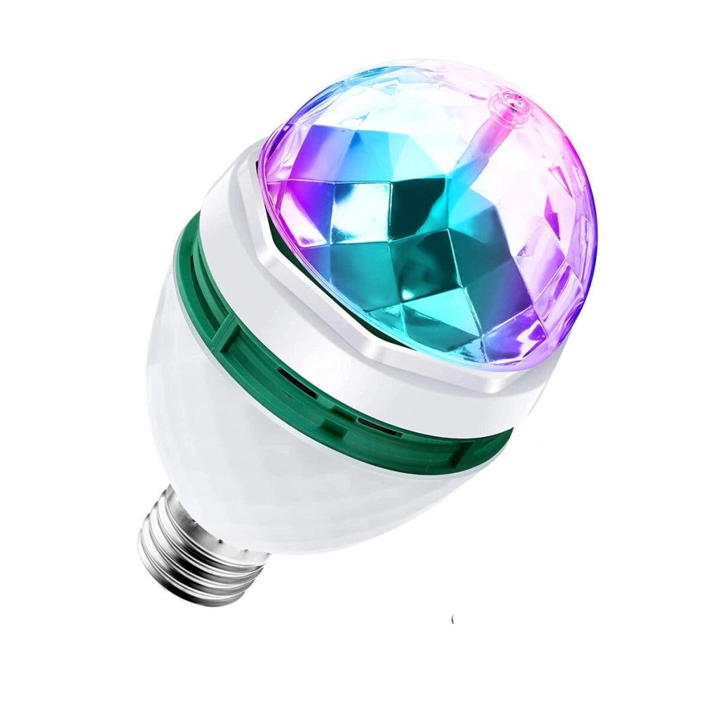 LAMPADA LAMPADINA LED RGB ROTANTE EFFETTO LUCI MULTICOLOR E27 DISCOTECA NATALE