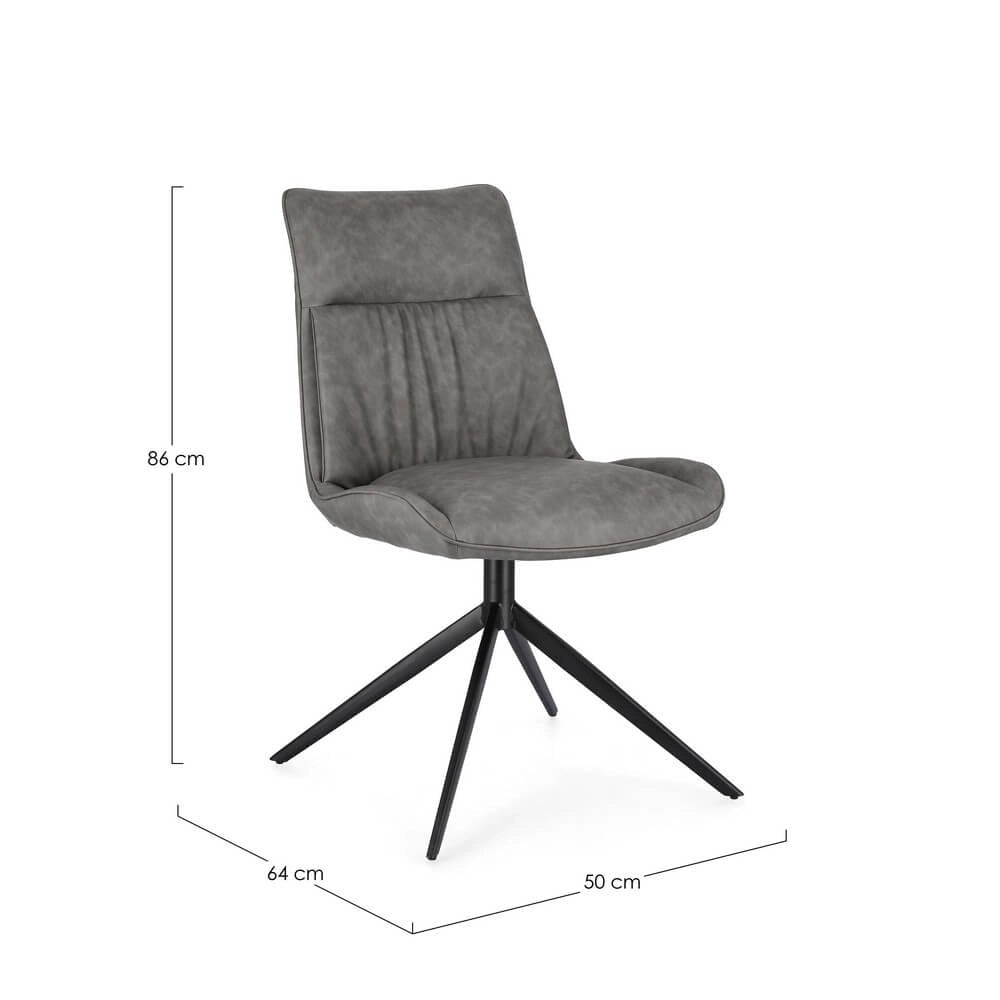 Set di 2 Sedie Imbottite in Similpelle con Gambe in Acciaio - ARIA