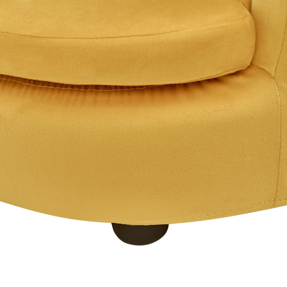 Sedia imbottita in velluto giallo con braccioli Mobili per l'asilo nido Seduta per bambini Design moderno Forma a corona