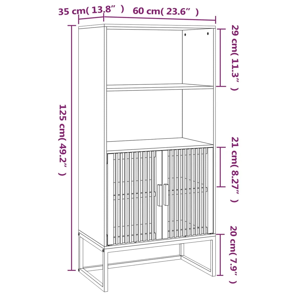 Credenza Nera 60x35x125 cm in Legno Multistrato 352134