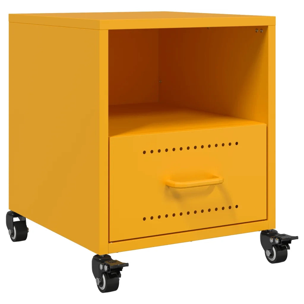 Comodini 2 pz-Set di 2 Tavolino da notte Giallo Senape 36x39x43,5 cm in Acciaio 248774