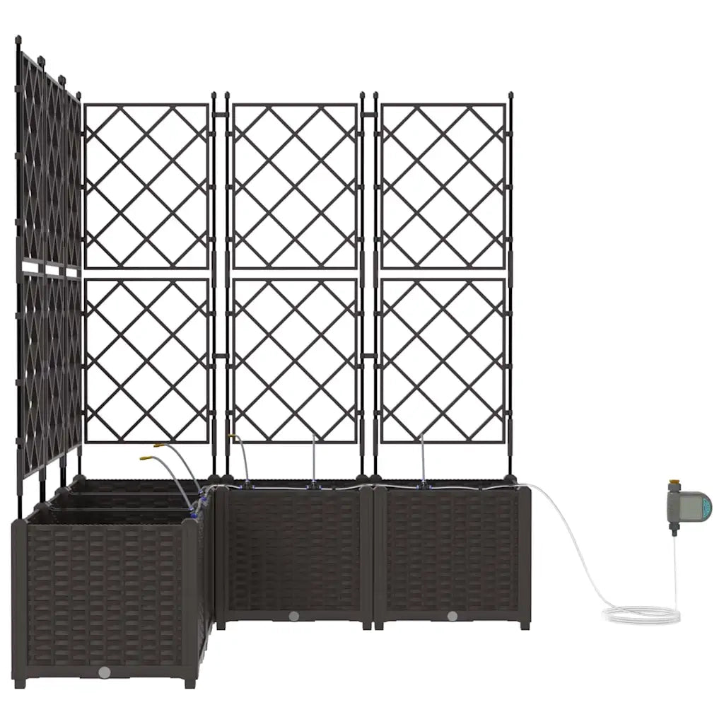 Fioriere | Cassetta per fiori | Vaso da giardino 5 pz Marrone 120 x 120 x 142 cm Plastica
