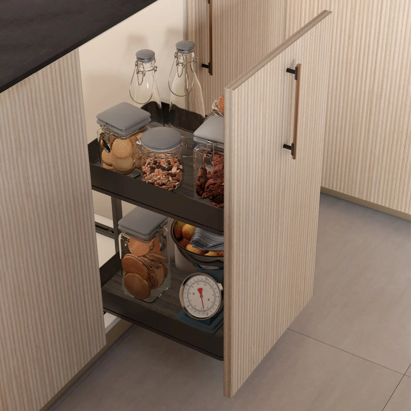 Portabottiglie laterale estraibile Titane Simplex con chiusura soft, modulo 150 mm, Grigio antracite