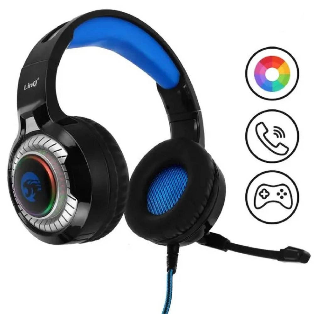 Trade Shop - Cuffie Stereo Cablate Microfono Jack 3,5mm Usb Led Rgb Gaming Film Per Pc Gm6060 -