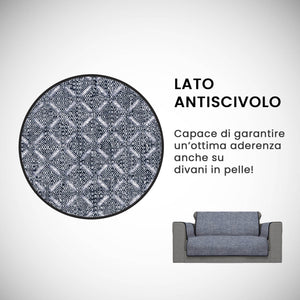 Copridivano con Copri Braccioli Seduta 60 cm in Poliestere Blu Scuro