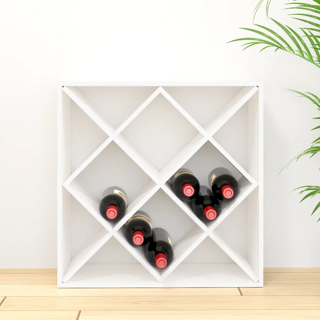 Portabottiglie Bianco 62x25x62 cm in Legno Massello di Pino cod mxl 34729