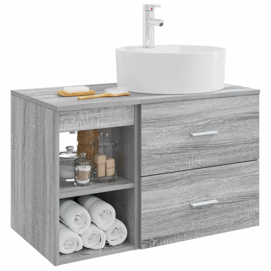 Set di mobili per il bagno 2 pz Sonoma grigio 3403909