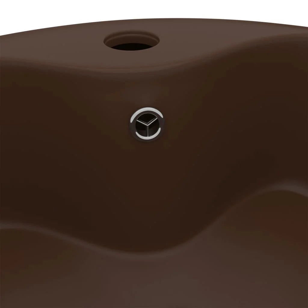 Lavabo con troppopieno 36 x 13 cm ceramica marrone scuro opaco 02_0002781