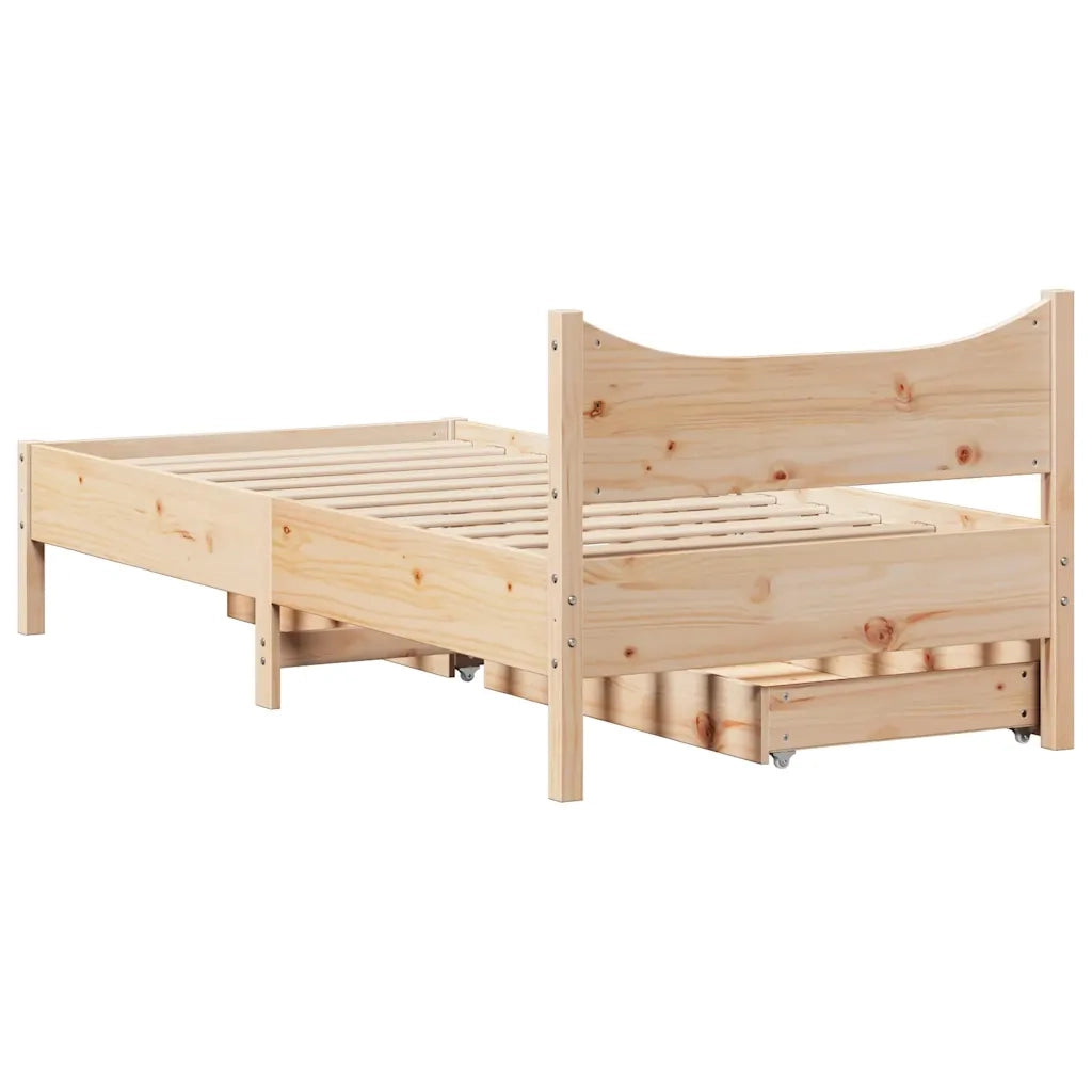 Giroletto con Cassetti 90x200 cm in Legno Massello di Pino