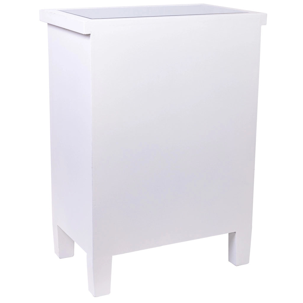 Tavolino in legno e vetro con 3 cassetti 48x30x66
