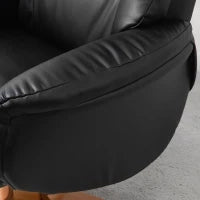 Poltrona Relax con Poggiapiedi, Funzione Lettura, Rivestimento in Ecopelle, fino a 150 kg, 71 x 84 x 102 cm, Nero
