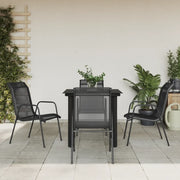 Set da Pranzo da Giardino 5 pz Nero in Acciaio e Textilenecod mxl 101059