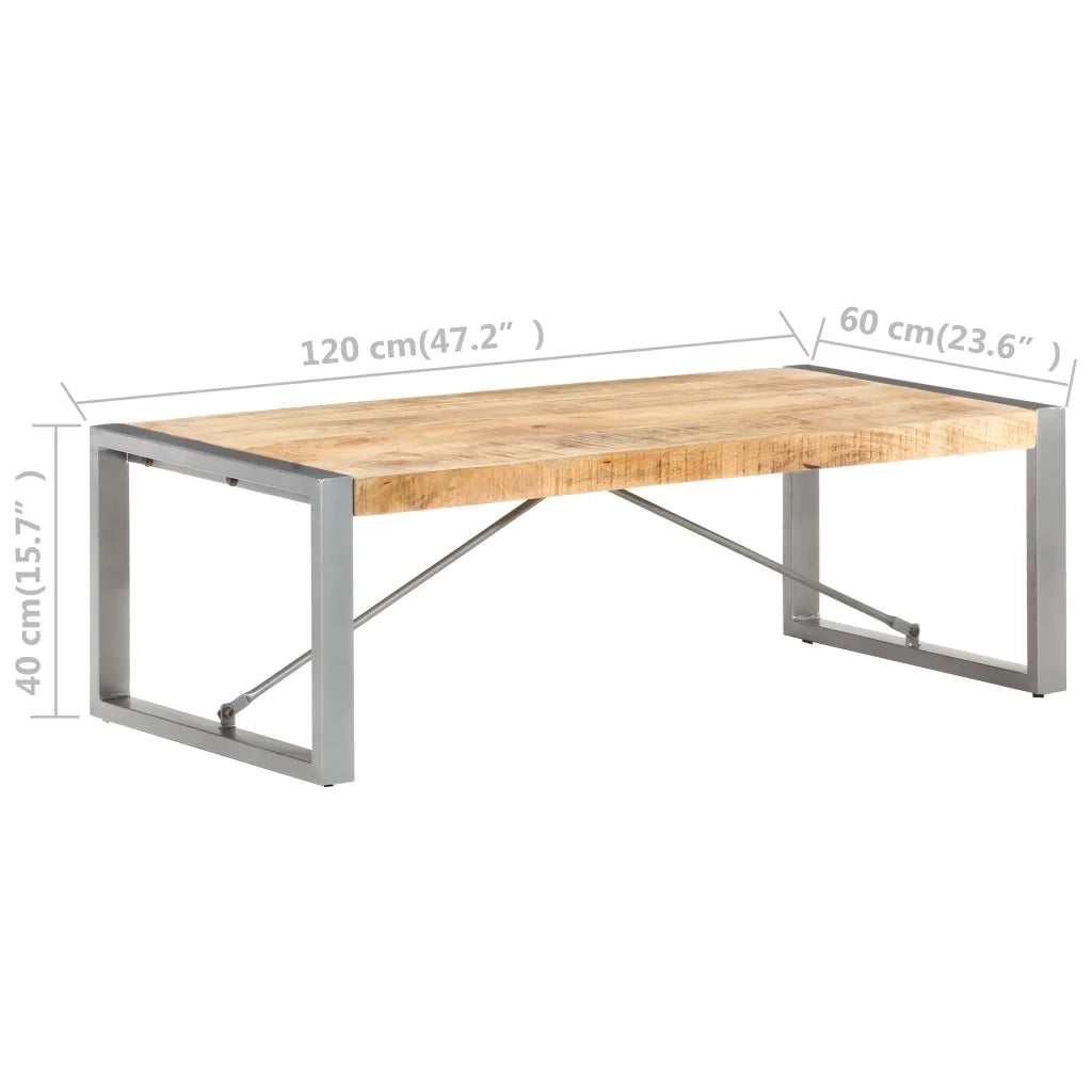 Tavolino da CaffÃ¨ 120x60x40 cm in Legno di Mango Grezzo cod mxl 21100