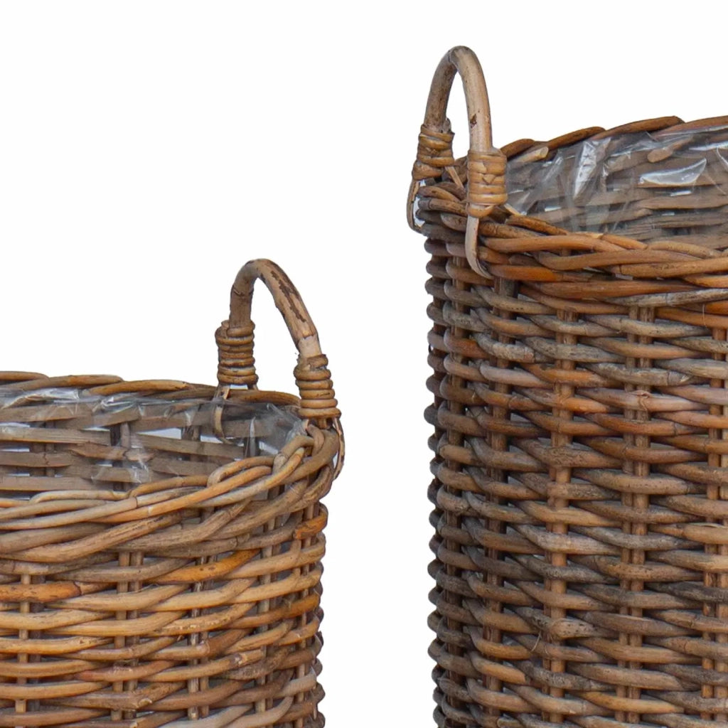 Cestino per piante con archiviazione 2 pcs Marrone Rattan Lacak 42020952